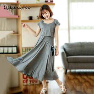2017 Fashion Maternity Clothes Summer Dress for Pregnant Women Nursing Dresses Breast Feeding Clothes MO65