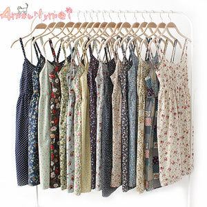 Amourlymei Hot Sale 100%Cotton Japanese Summer Women Sweet Cute Floral Print Spaghetti Strap Basic Bottom Dress Mori Girl Lolita