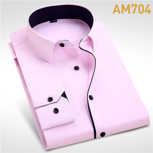 2018 Men's Wedding Shirt Long Sleeve Men Dress Shirt Business Solid Color Casual Shirts Work Wear Formal Slim Shirt Man YN554