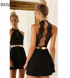 2018 new women fashion backless sexy dress white andeless dresses slim casual mini dress