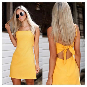 LDZHPS 2018 summer beach dress casual sexy Bow dress Backless women sundress Slim fit bodycon short dress Multicolor vestidos