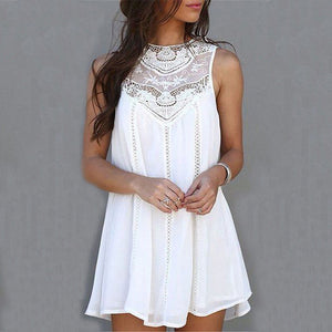 Womens Summer Dresses 2018 Summer White Lace Mini Party Dresses Sexy Club Casual Vintage Beach Sun Dress Plus Size