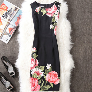 CYAN Summer Dress Women 2018 Casual Plus Size Elegant Floral Print Party Dress Sexy Slim Ladies Bodycon Dress Female Vestidos