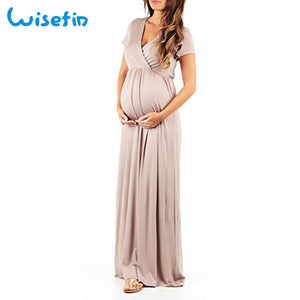 Wisefin Women Nursing Dress 4 Style Maternity Dress Photography Short Sleeve Pregnant Dresses For Women Maternity Clothes Summer
