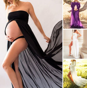 Summer Pregnant  Women Photography Props Dresses Off Shoulder Dress  Shoulderless Maternity Clothings
