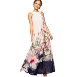 Summer Styles Women Casual Fit Flare Floral Sleeveless Long Dress Girls Print Flowers Ethnic Maxi Dress Plus Size Etnik Elbise
