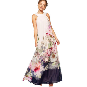 Summer Styles Women Casual Fit Flare Floral Sleeveless Long Dress Girls Print Flowers Ethnic Maxi Dress Plus Size Etnik Elbise