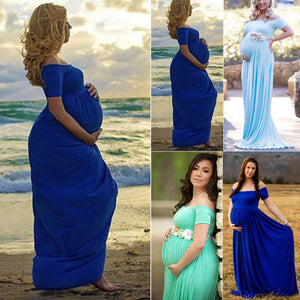 2018 New Maternity Dress Photography Props Summer Off Shoulder Long Maxi Dress Pregnancy Women Milk Dress Clothes For Pregnant